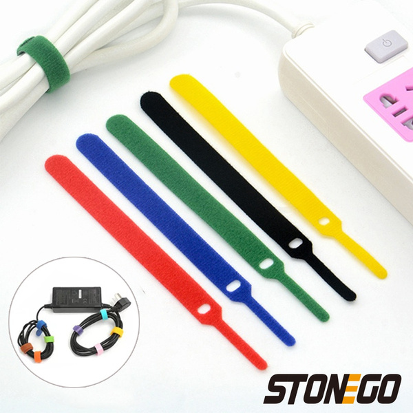 STONEGO Durable and Soft Nylon Strap Reusable Velcro Cable Ties