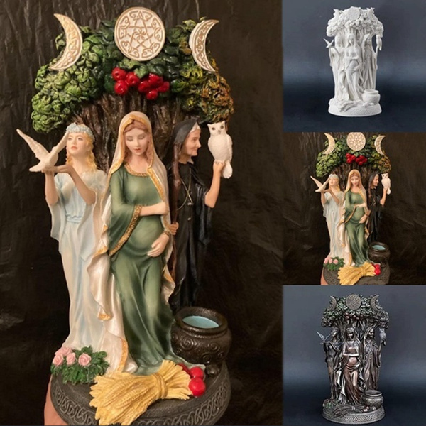 The Triple Goddess Sculpture Celtic Sacred Moon Triple Goddess Mother ...