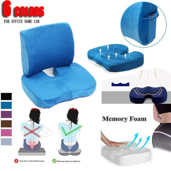 Memory Foam Seat Pain Relief Chair Cushion Lumbar Back Support Orthopedic Office  Pillow Car Seat