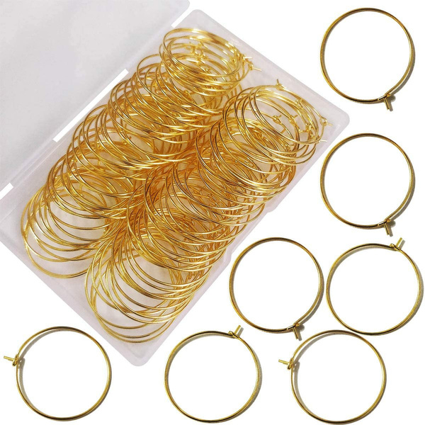 25mm Gold Plated Wine Glass Charm Rings Earring Hoops, for Jewelry Making  Craft Art DIY Your Wine Glass Marker Supplies Wedding Birthday Party  Festival Favor(Pack of 100)