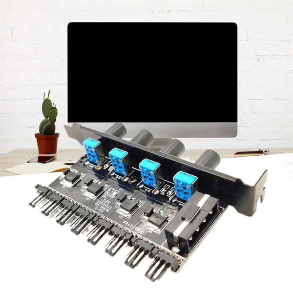 Computer Radiator Fans Splitter Cooling Fan Case Chassis 12V Splitter 8 Way 4 Knob Adapter 4Pin PC Fan ...