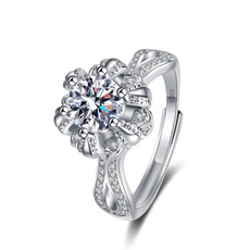 DIAMOND, Jewelry, Silver Ring, Bouquet