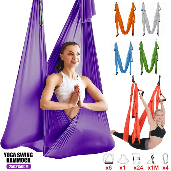Silk Aerial Yoga Swing & Hammock Kit for Improved Yoga Inversions,  Flexibility & Core Strength - Lilac