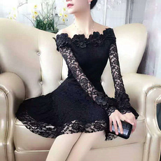 gowns, Lace, Long Sleeve, Dress