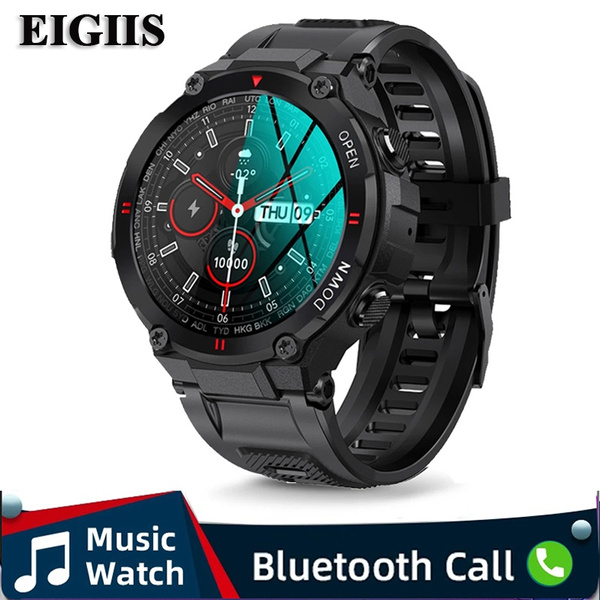 EIGIIS Military Smart Watch for Men Outdoor IP67 Waterproof Tactical  Smartwatch Bluetooth Dail Calls Speaker 1.3'' HD Touch Screen Fitness  Tracker Watch Compatible for Ios Android Phone