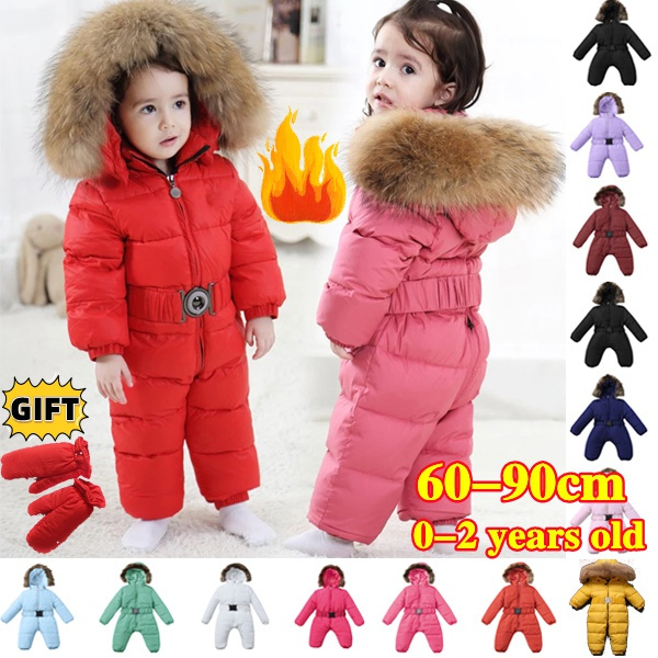 Winter Baby Boys Girls Romper Jacket Hooded Jumpsuit Warm Thick Coat Outfits 0 