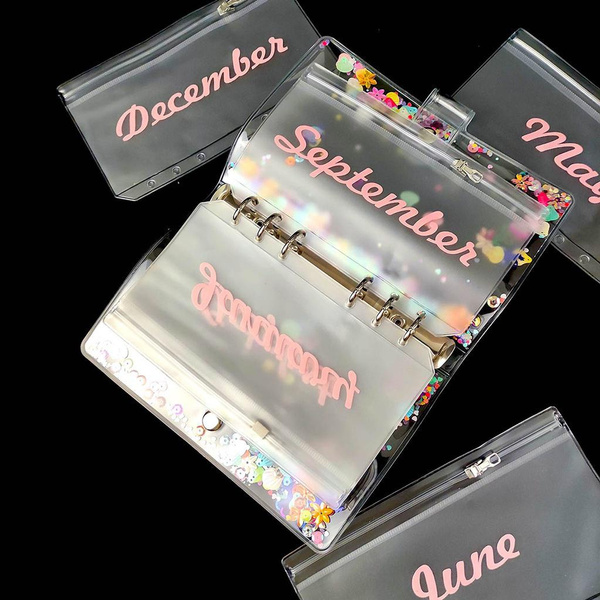 A6 Monthly Planner PVC Cash Metal Zipper Bag Ziplock Storage Bag 6 A6 monthly planner pvc cash metal zipper bag ziplock storage bag 6