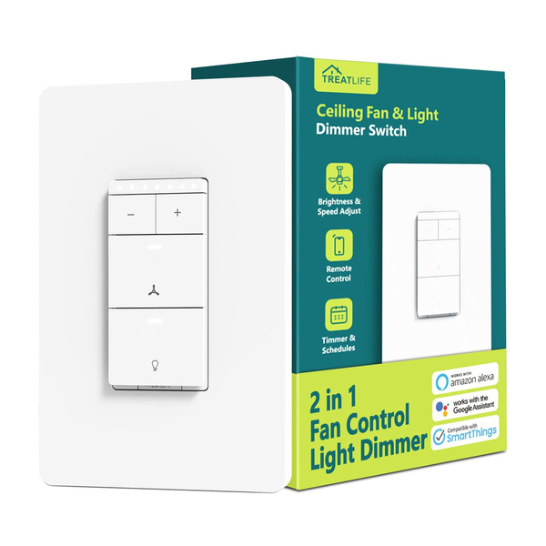 Treatlife Smart Dimmer Light And Ceiling Fan Switch 150 300 Watt White 1 Pack Wish - Ceiling Fan And Led Light Dimmer Treatlife Smart Dimmer Light And Ceiling Fan Switch 150 300 Watt White 1 Pack Wish - Ceiling Fan And Led Light Dimmer