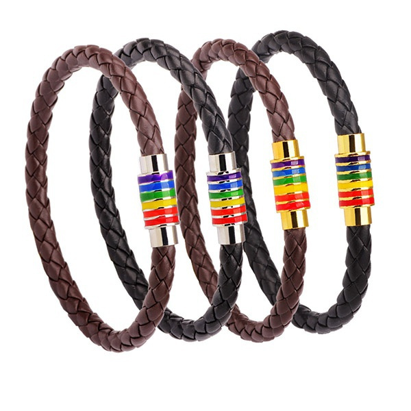 1PC Fashion Titanium Steel MagnetBracelet Rainbow Flag Lgbt Pride Charm ...