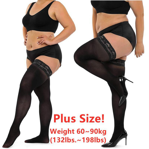 Queen Size Womans Thigh High Lace Stockings Plus size Curvy Full-Figured  Woman Large Size Stretch Knee Long Socks XL
