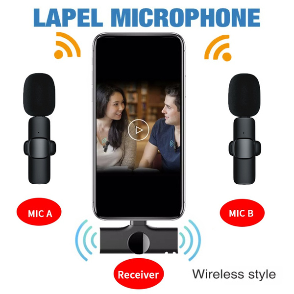 New Wireless Lavalier Microphone Portable Audio Video Recording Mini Mic  for iPhone Android Live Broadcast Gaming Phone Mic