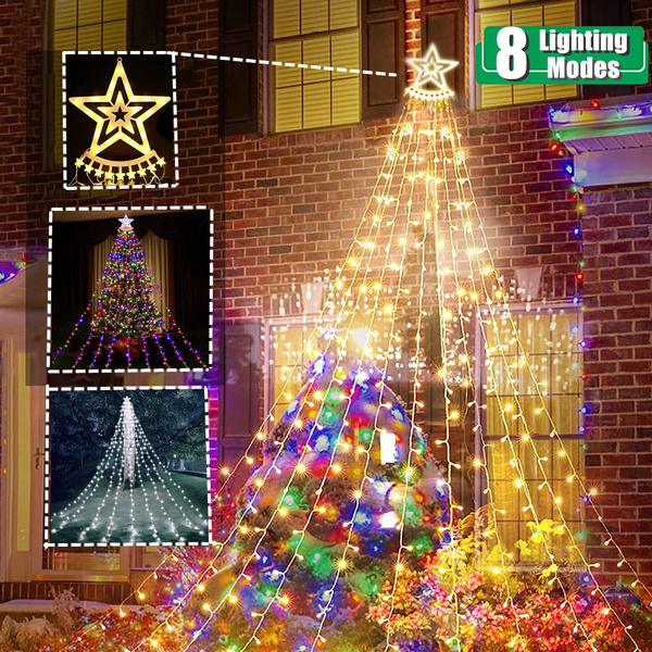 Christmas Decorations Waterfall Christmas Tree Lights with Star +