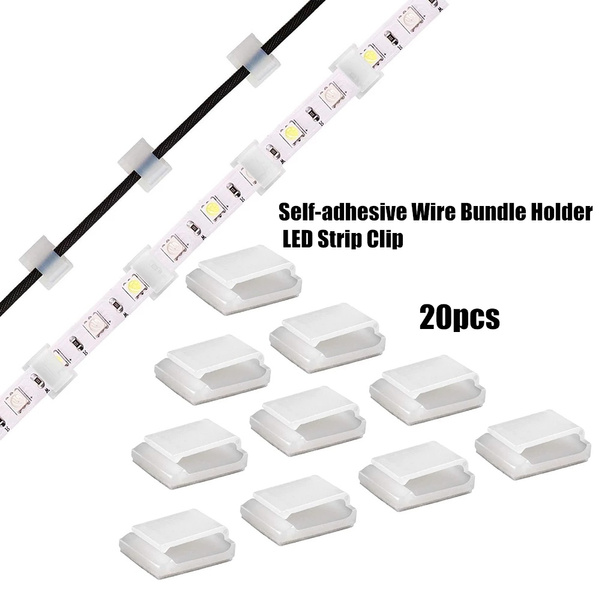 20pcs Self-adhesive Wire Bundle Holder Tie Mount Clip for 10mm wide Fix LED  Strip lights Connector Tie Mount Suitable