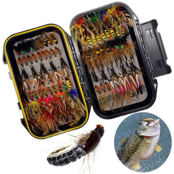 24/33/50/114 Pieces Fly Fishing Dry Flies Wet Flies Assortment Kit with  Flying Box for Trout Fishing
