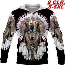 3D hoodies, nativeamerican, Vintage, wolfhoodie