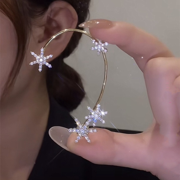Fashion Butterfly Ear Clip Piercing Earring For Women Shining Zircon Jewelry 