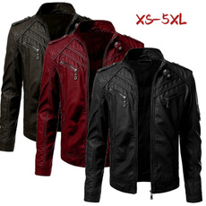 Plus Size, Long Sleeve, leather jacket, slim