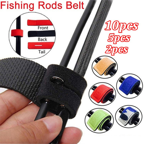2/5/10pcs Fishing Rod Tie Holder Strap Belt Tackle Elastic Wrap Band Pole  Holder Fastener Ties Outdoor Fishing Tools Accessories