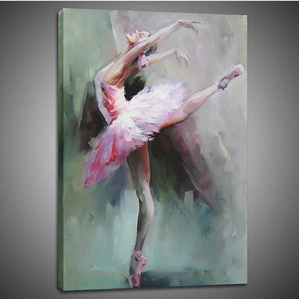 Wall Art, Ballet Girl Poster, Mural Prints Abstract Oil Painting on Canvas, Pictures Artwork Wall Decor for Living Room Bedroom（No Frame）