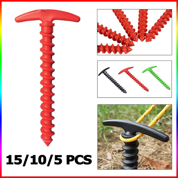 10Pcs Plastic Screw Spiral Tent Pegs Stakes Nail Outdoor Camping Awning Trip Kit 