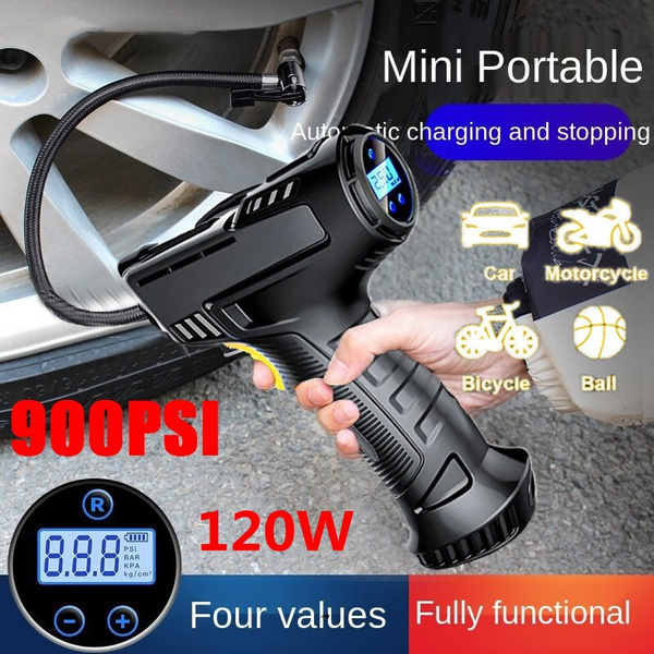 900PSI 120W Rechargeable Air Compressor Wireless Inflatable Pump Portable  Air Pump Car Tire Inflator Digital for Car Bicycle Balls