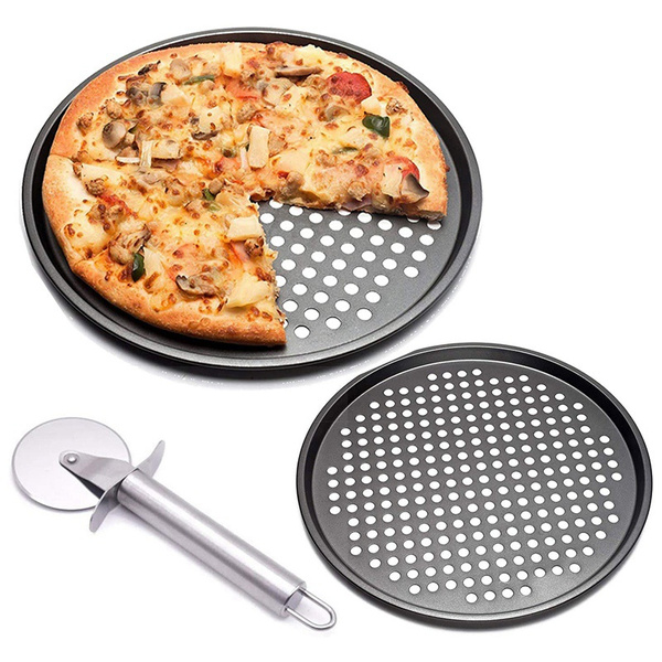 2Pcs 12 Inch Pizza Baking Pans with Holes Round Crispy Crust Pizza Baking Tray NonStick