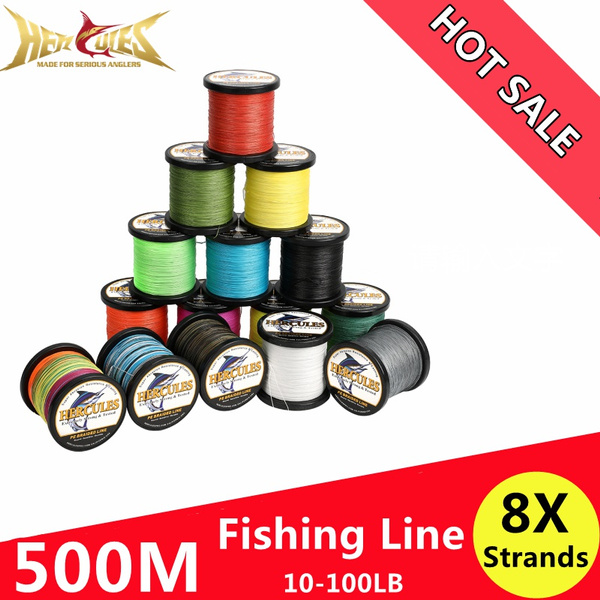 Hercules Braided Fishing Line 500M/547YDS 15 Color Fishing Lines 8-Strands  PE Spinning Fishing Reel Braided Line