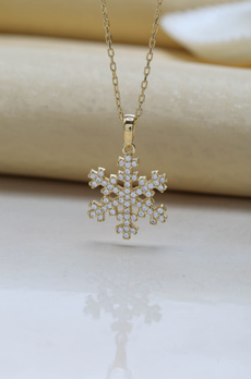 Sterling, 925 sterling silver, snowflakenecklace, gold