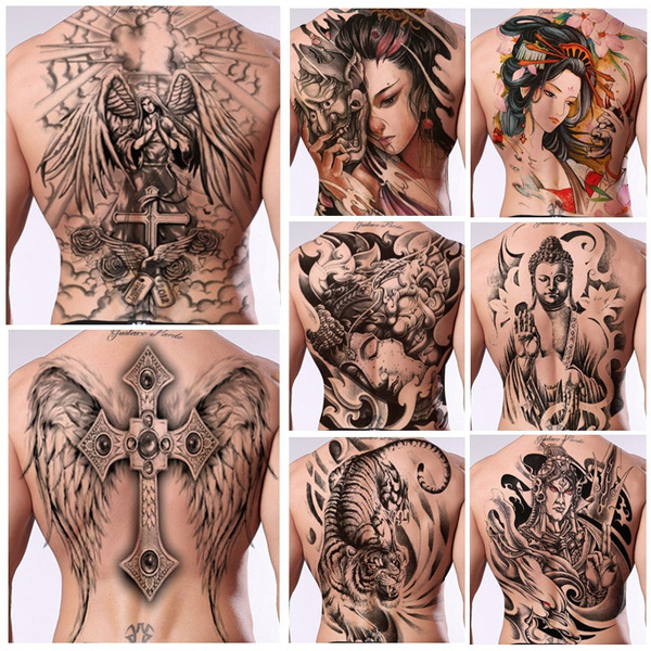 Black and Grey Woman Angel Portrait Tattoo Design – Tattoos Wizard Designs