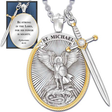 925 sterling silver necklace, shield, Angel, Stainless Steel