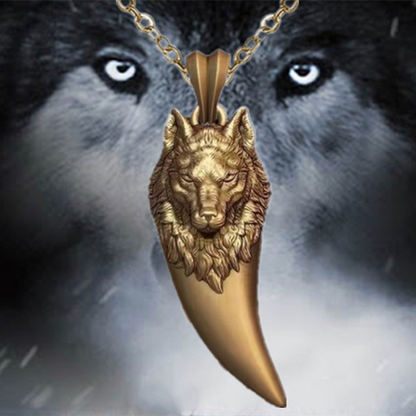 Luxury Fashion Men's Wolf Head Pendant Necklace Classic Wolf Head Wolf