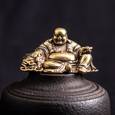 Antique, golden, buddhastatue, maitreyabuddhastatue