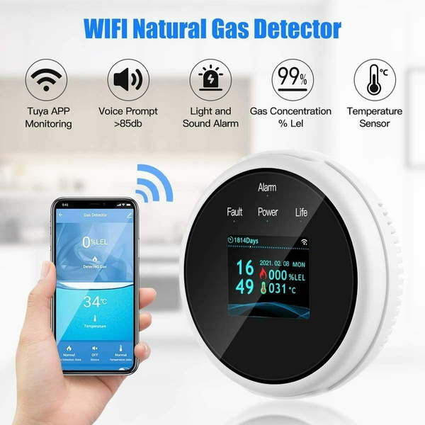 Tuya Smart Combustible Wifi Gas Leak Detector with Temperature Sensor ...