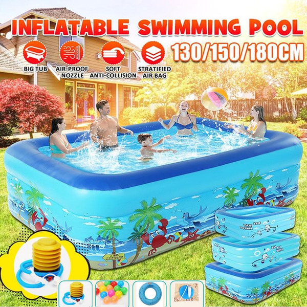 Inflatable Swimming Deep Kiddie Pool Plastic Above Ground Kiddie