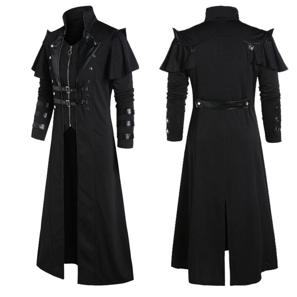 Unisex Medieval Vintage Long Jacket Black Men's Clothing Gothic ...