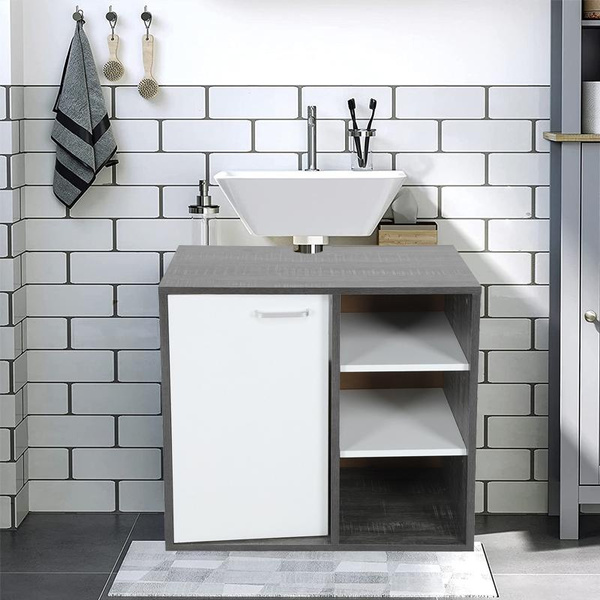 Wooden Under Sink Bathroom Storage Cabinet Unit 3 Shelves 1 Doors Vanity Base Wish - Bathroom Under Sink Storage Wooden Floor Wooden Under Sink Bathroom Storage Cabinet Unit 3 Shelves 1 Doors Vanity Base Wish - Bathroom Under Sink Storage Wooden Floor
