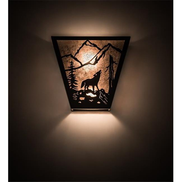 Meyda 196969 13 in. Wolf on the Loose Wall Sconce - Wrought Iron | Wish