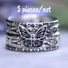 Sterling, butterfly, DIAMOND, 925 silver rings