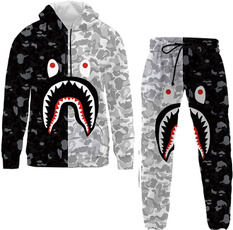 3D hoodies, Shark, Fashion, Zip