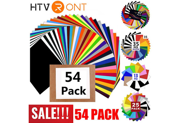 HTVRONT HTV Sheets 13/18/25/35/47/54Pcs/set 12x10 Heat Transfer Vinyl HTV  Bundle Iron on Film Crafts Vinyl T-Shirt for Cricut