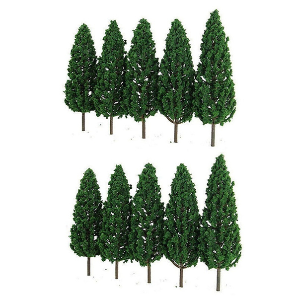 10Pcs Pine Trees 1:25 Model Train Railway Building Green Model Tree for ...