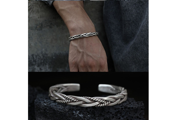 Small Geometric Silver Beaded Men's Bracelet — WE ARE ALL SMITH