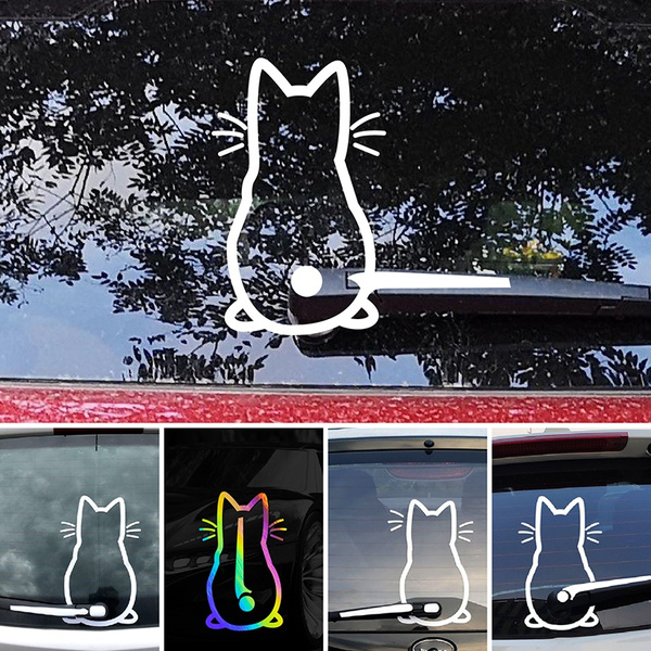 Funny Moving Tail Cat Car Sticker Window Wiper Decals Rear Windshield