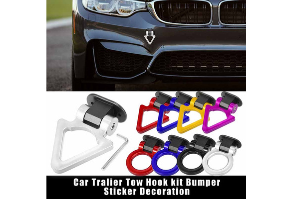 Universal ABS Durable Triangle/Ring Shaped Car Tow Hook Decor Bumper  Trailer Sticker Set Red/blue/black/silver/gold/purple