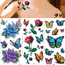 butterfly, tattoo, colorsticker, Flowers