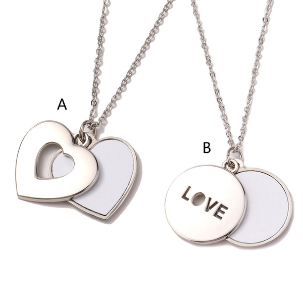 Hot Sublimation Blank Necklace Heart-shaped/Round Hollow Necklace