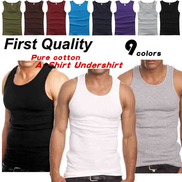 9 Colors Men Tank Top White Pure Cotton 
