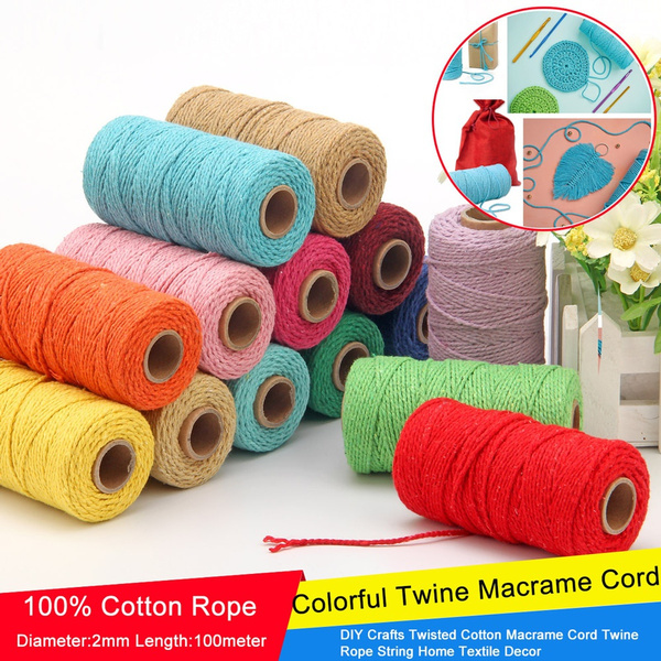 2mm 100M Macrame Cord Rope Cotton Twine Thread String Crafts DIY