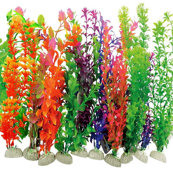 6 Pc Large Artificial Aquarium Fish Tank Plastic Plant Decoration 14