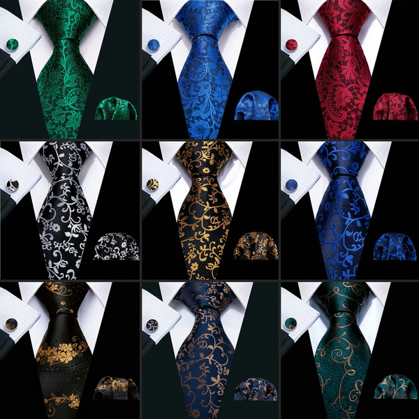 Barry.Wang Green Mint Teal Men Tie Hanky Cufflinks Set Jacquard Olive Sage Lawn Cyan Necktie For Male Wedding Business Gift